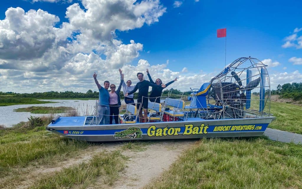 Gator Bait airboat ready for an eco-tour through Blue Cypress Conservation Area near Vero Beach Florida